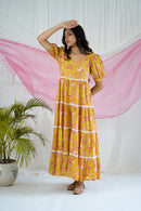 "Sunshine" Flora Hand Block Printed Dress