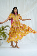 "Sunshine" Flora Hand Block Printed Dress