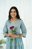 Blue Boota Tiered Cotton Dress