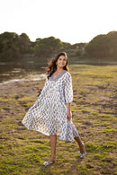 White Floral ‘Bewildering’ Printed Cotton Dress