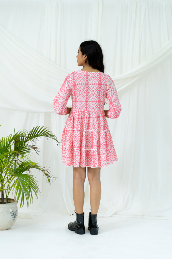 Vibrant Tie & Dye Laced Cotton dress