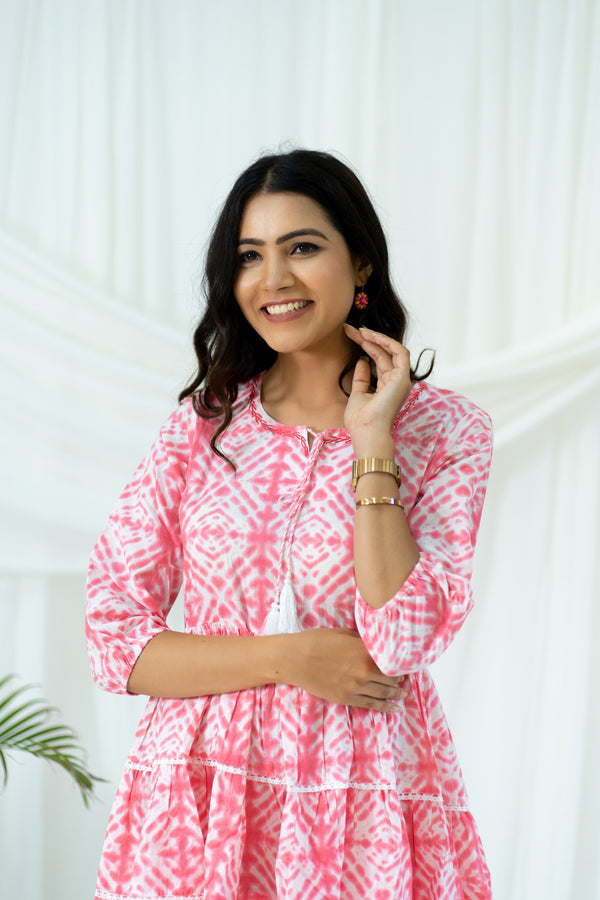 Vibrant Tie & Dye Laced Cotton dress