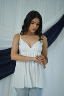 White Cotton Striped Top