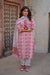 Pink "Pakeezah" Floral Suit Set with Kota Doriya Dupatta - Set of 3