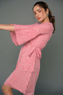 White & Red "Valentine" Striped Cotton Dress & Shirt Combo