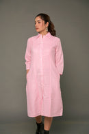 White & Pink 'Sassy' Cotton Shirt Dress