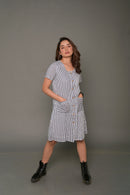 White & Black 'Brilliant' Striped Cotton Dress