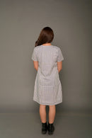 White & Black 'Brilliant' Striped Cotton Dress