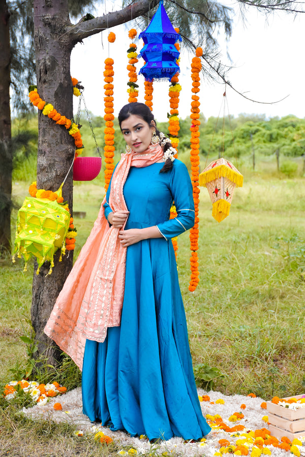Fairy Flare Silk Blue Gown