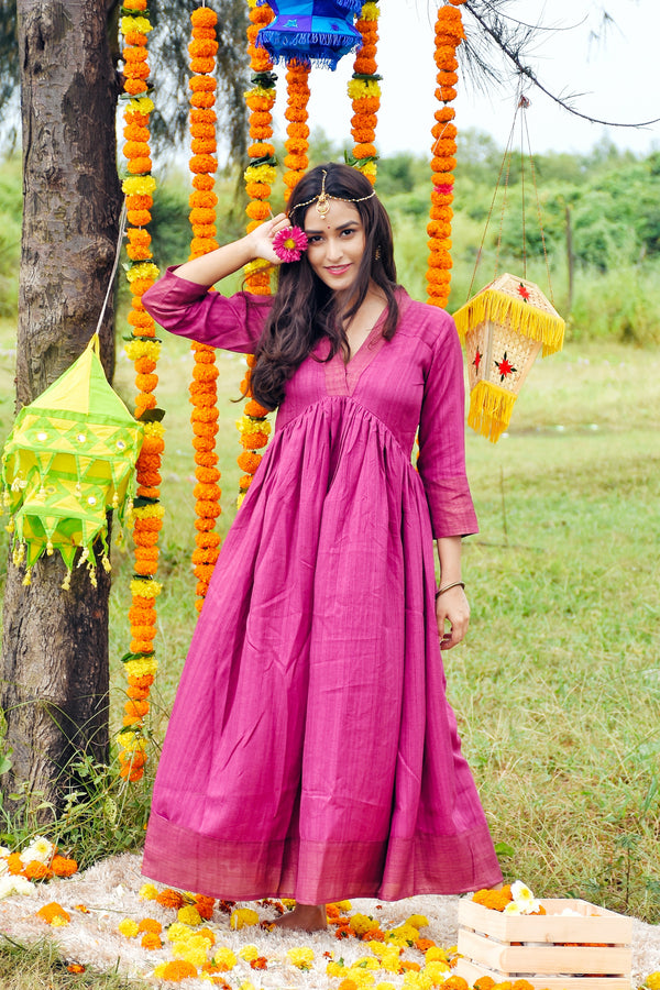 Utsava Majenta Gold dress