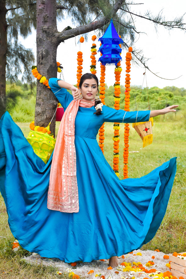 Fairy Flare Silk Blue Gown