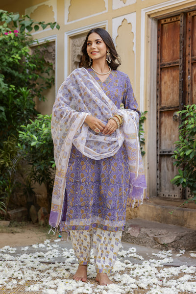 "Evara" Kota Doriya Suit Set with dupatta(3pc)