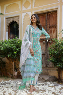 "Mahira" Cotton Kurta Set with Kota Doria Dupatta(3pc)