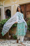 "Mahira" Cotton Kurta Set with Kota Doria Dupatta(3pc)