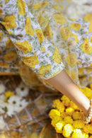 "Marigold" Yellow Hand Block Printed Cotton kurta