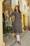 "Adrija" Bagru Hand Block Printed Cotton Kurta