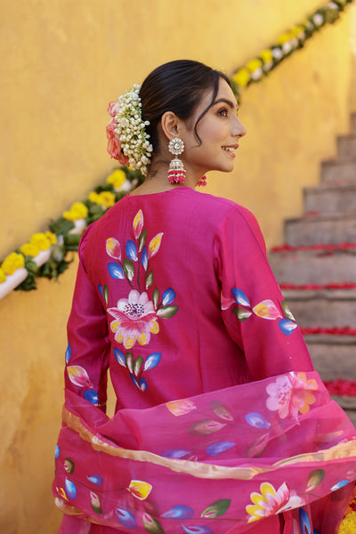 "Lehja" Hand Painted Chanderi Suit Set (3pc)