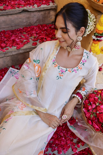 "Annika" Hand Painted Chanderi Suit Set (3pc)