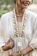 White Basant Hand Embroidered Kurta Set(3pc)
