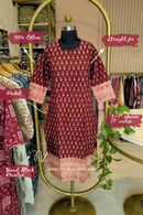 "Raunak" Hand Block Printed Maroon Cotton kurta