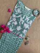 "Aabha" Green Kantha Cotton kurta