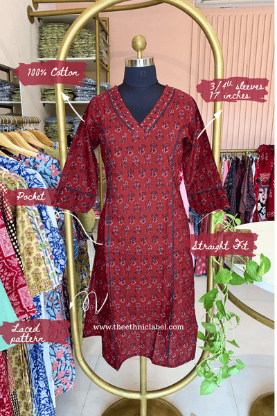 "Palak" Laced Cotton kurta