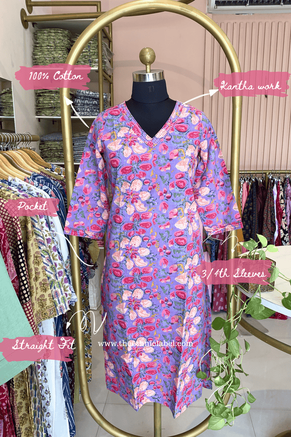 "Nandini" Floral Cotton Kurta