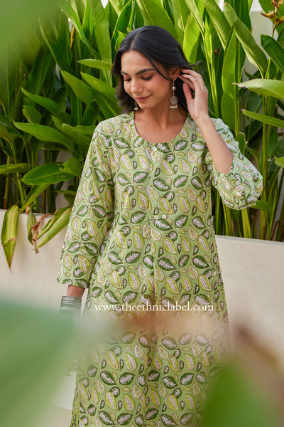 "Pavana" Block Printed Buttoned Cotton kurta
