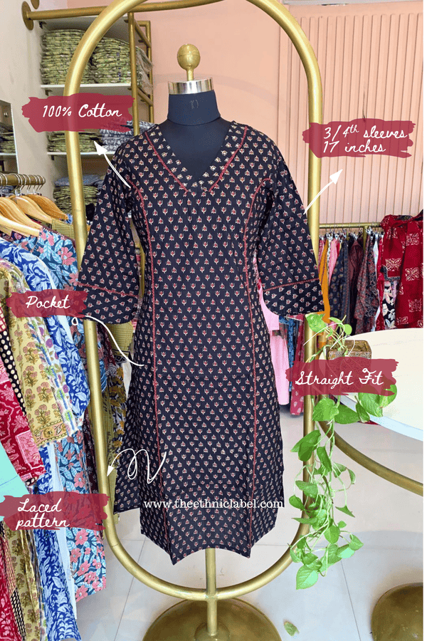 "Amber" Laced Cotton kurta