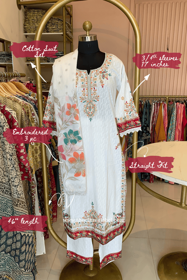 "Simaran" Cotton Kurta Set with Dupatta(3pc)