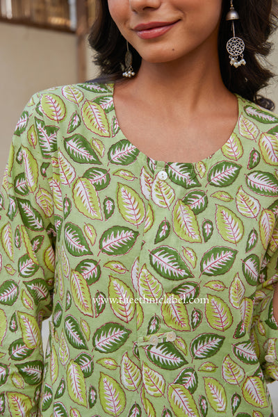 "Patti" Block Printed Buttoned Cotton kurta