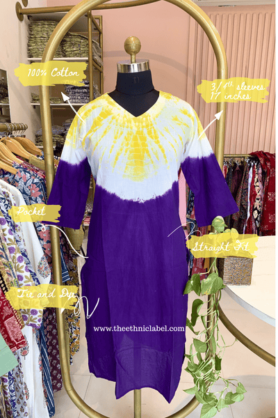 "Chitrang" Handcrafted Tie and Dye Cotton kurta
