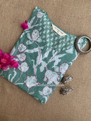 "Aabha" Green Kantha Cotton kurta