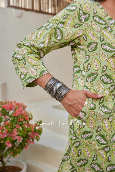 "Patti" Block Printed Buttoned Cotton kurta