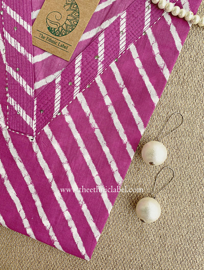 "Malaya" Purple Lehriya Cotton kurta