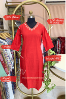 "Sufi" Embroidered Red Cotton kurta