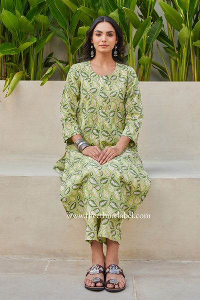 "Pavana" Block Printed Buttoned Cotton kurta