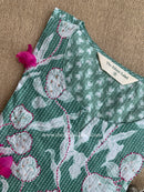 "Aabha" Green Kantha Cotton kurta