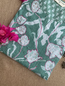 "Aabha" Green Kantha Cotton kurta
