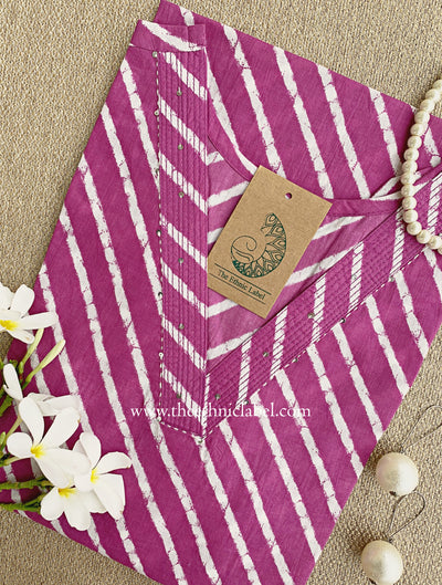 "Malaya" Purple Lehriya Cotton kurta