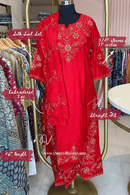 "Rasa" Red Silk Kurta Set with Dupatta(3pc)