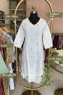 "Neerja" Scalloped Printed Off-White Cotton kurta