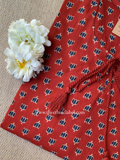 "Kamal" Red Tassel Cotton kurta