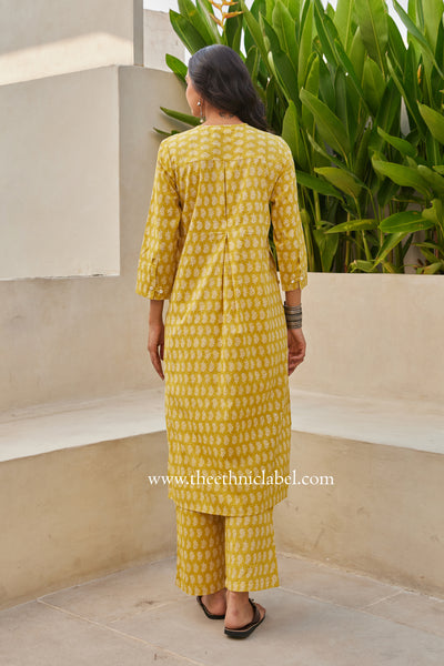 "Swarna" Block Printed Buttoned Cotton kurta