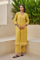 "Swarna" Block Printed Buttoned Cotton kurta
