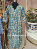 "Akshara" Hand Embroidered Block Printed Cotton kurta