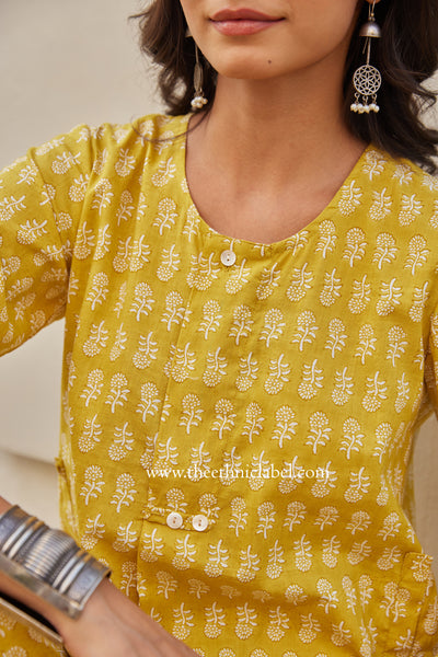 "Swarna" Block Printed Buttoned Cotton kurta