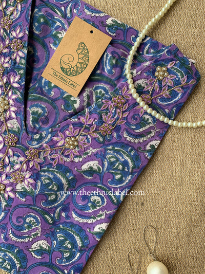 "Banafshi" Hand Embroidered Cotton kurta