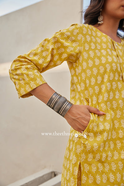 "Swarna" Block Printed Buttoned Cotton kurta