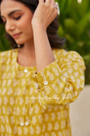 "Swarna" Block Printed Buttoned Cotton kurta